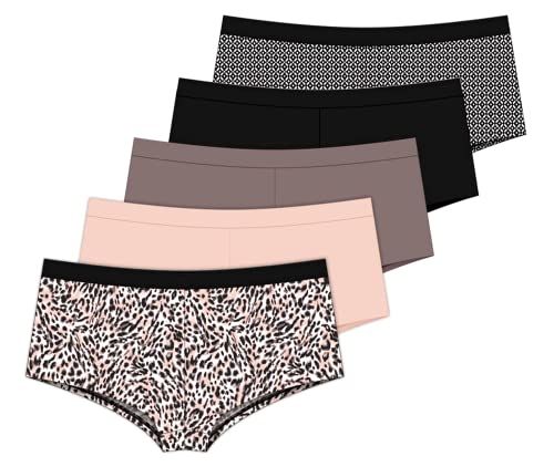 Delta Burke Intimates Microfiber Boyshorts Panties (Leopard - Nude - Black - Taupe - Geo, 9) #TOP21