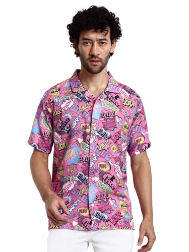 Image of Leriya Fashion Men's Casual - Button Down Summer Shirt for Mans | Regular Fit Shirts for Man | Ideal for Travel |Picnic |Rayon Half Sleeve Printed Shirt's