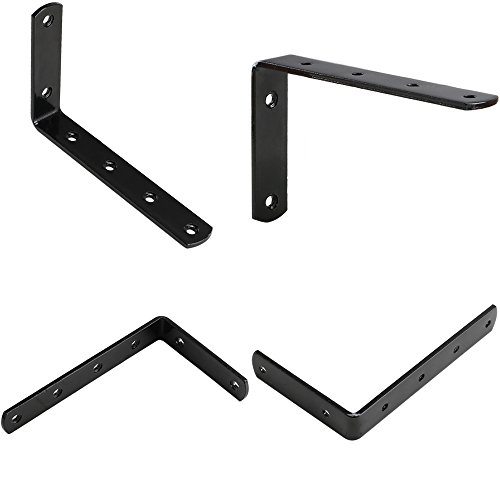 Dayree 4pcs 5''L x 3''H Shelf Brackets Thicken Iron L Wall Bracket for Wall Hanging Furniture Connector Industrial Decorative with Free Screw Accessories