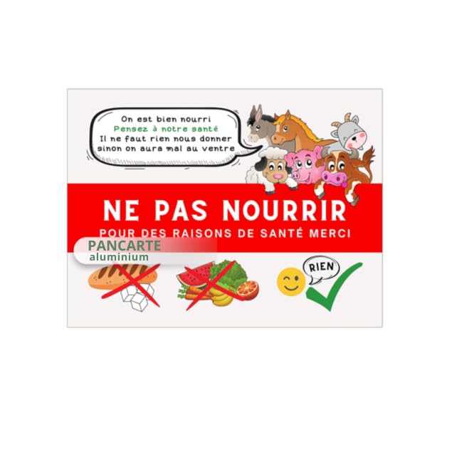 Plaque "Ne Pas Nourrir" Modèle Âne - Aluminium 15x20 Cm - Signalisation Extérieure