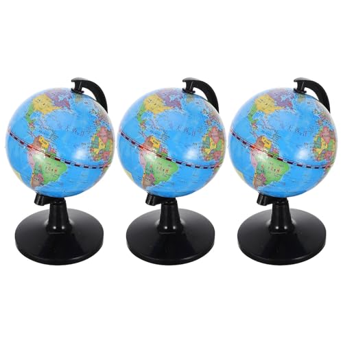 DINHEAROM 3 Piezas Globo Terráqueo Educativo con Diseño Seguro Estudiantes 3d Material Abs y Pvc, Base Estable para Escritorio de Estudio o Escuela