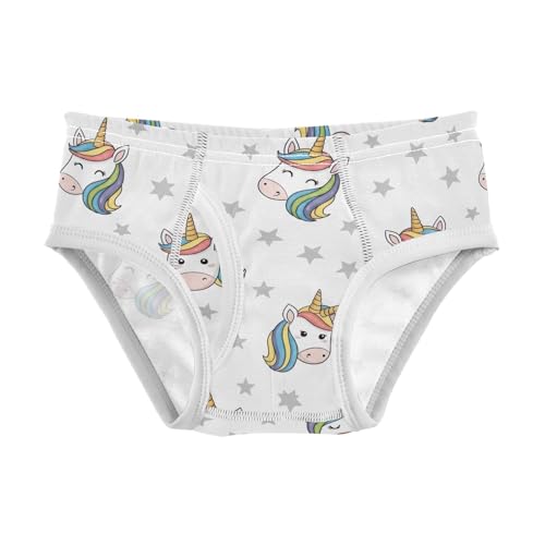 CHIFIGNO Briefs for Boys Cute Cartoon Unicorns White Cotton Boys' Underwear Breathable Soft Underwear Briefs