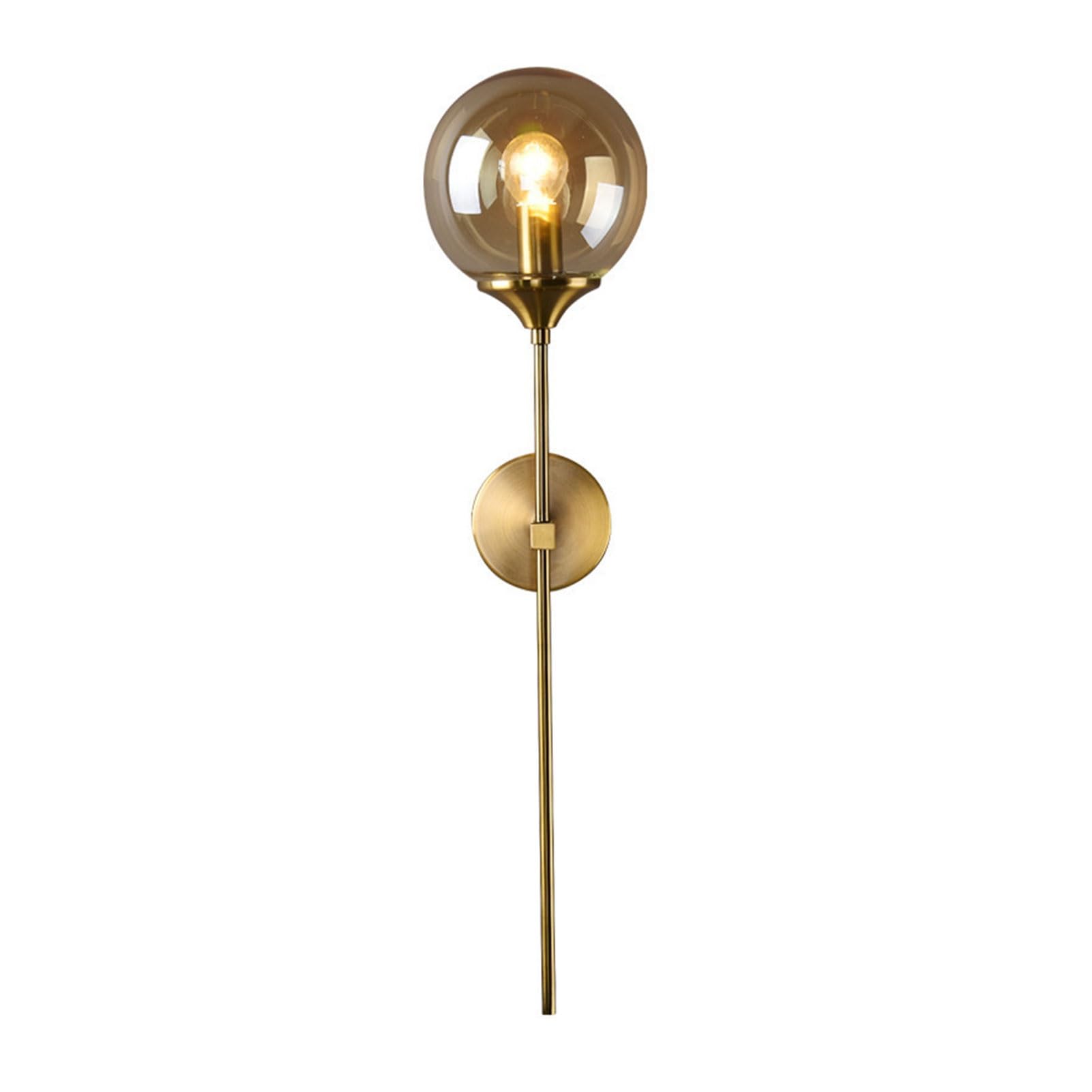Wall Sconces Long Pole Glass Globe Wall Sconce Modern Minimalist Industrial Wall Light Wall Mounted Lighting Fixturefor Living Room Corridor Bedroom Bathroom Vanity Mirror Wall Sconce Lighting (Amber)