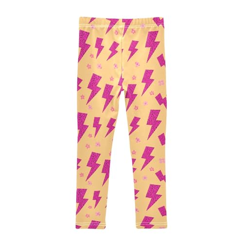 Girls Leggings Size 4T Lightning Flowers Yellow Stretchy Tights Girl Clothes Comfortable Pants for Workout School2
