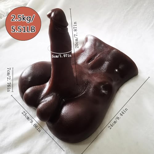 Image of Heuceo Black Anal Dildo Torso Male Sex Doll for Women and Gay Masturbation Whit TPE Flexible 7.87 inch Penis, Female Masturbator Torso for Sex Orgasm Pleasure, Unisex Woman Adult Sex Toy for Solo Couples