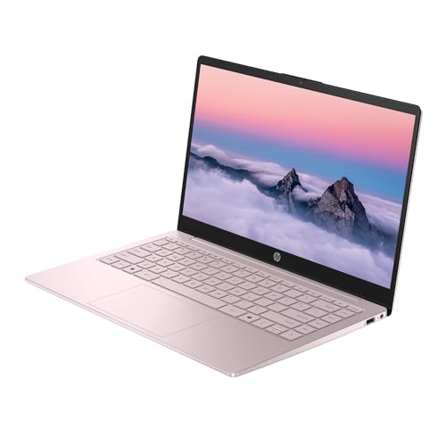 Image of HP 14 inch Business Laptop Computer with 1-Year Office 365, Intel Quad-Core N150 Processor, 128GB UFS, 4GB RAM, Windows 11 Home, Tranquil Pink