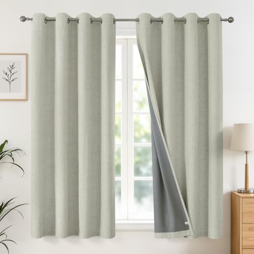 Joydeco Blackout Curtains for Bedroom 2 Panels Set (W42 x L63, Light Beige)