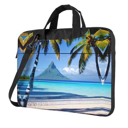 Housse ordinateur portable imprimé plages de Tahiti sacoche avec poignée