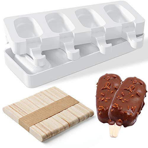 Lidasen Ice Lolly Moulds, Silicone Popsicles Moulds of 2 Packs, BPA Free Ice Cream Lollies Makers with 50 Sticks, Food Grade Ice Pop Moulds, DIY Frozen Dessert Ice Cream Moulds for Children, Adults