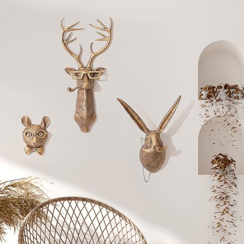 Joogour Head Wall Mount Decor,Resin Animal Sculptures,Art Deco Wall Hanging Decoration For Living Room Bedroom Officeroom Gift thumb #3