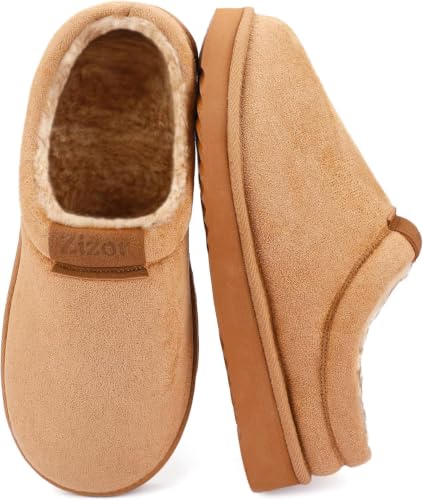 Image of Zizor Men's Fuzzy Cozy Slippers Microsuede Indoor Outdoor Home Comfy Winter Slip On Cute Warm Memory Foam Furry Shoes