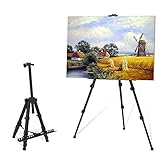 DANMO Easel Stand for Painting Canvas Art Easel for Table Top & Floor 17" to 56" Adjustable Aluminum Easel with Portable Bag Black