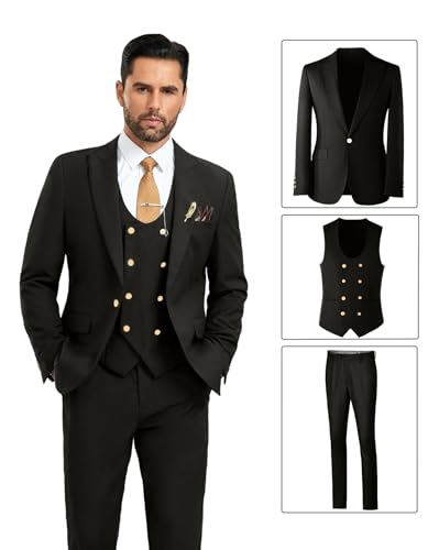Mens Suit 3 Piece Double Breasted Suit Men Slim Fit Formal Tuxedo Suit Set Groomsmen Wedding Prom Suits4
