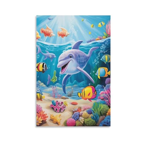 Affiche decoration pour salon et chambre motif poisson sous-marin 50x75cm