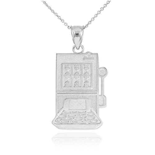 Good Luck Charms Solid 925 Sterling Silver Casino Slot Machine Pendant Necklace, 20"