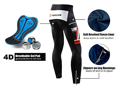 image for sponeed Cycling Pants for Men Padded Winter Bike Clothes Thermal Leggi