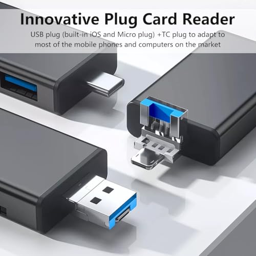 Image of Verilux 5 in 1 Card Reader with Storage Case for Micro SD & SD Cards, Memory Card Reader with Type-C & USB Dual Plugs, USB & TF & SD Cards Ports and Mobile Phone Card pin for Phone, Tablet, Laptop