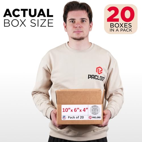 Image of Small Cardboard Boxes 10 inchL x 6 inchW x 4 inchH (Pack of 20) - USA-Made Packing Boxes for Moving, Shipping, or Storage - USPS, UPS, FedEx Approved - Professional Packing Supplies for Moving