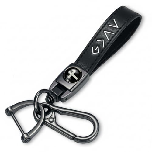 TLOEP Christian Keychain for Men – God Is Greater Leather