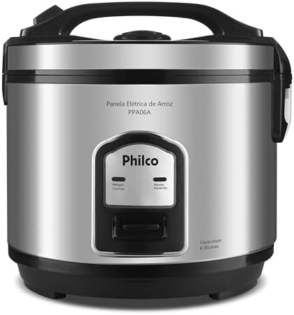 Panela de Arroz Elétrica Philco 6 Xícaras Inox 400W PPA06A 220V