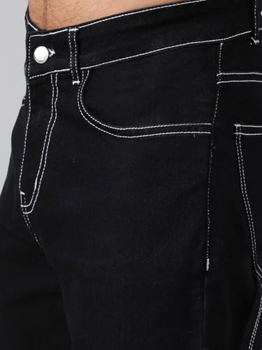 Image of KOTTY Men's Solid Black Sheep Button Straight Fit Jeans