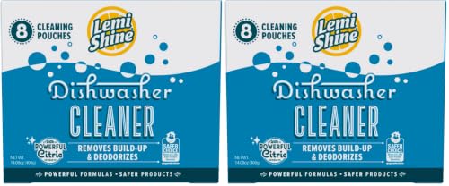 Image of Lemi Shine Natural Dishwasher Cleaner - Hard Water Citric Acid Cleaning Powder - Lemon Scented Eco-Friendly Dishwasher Cleaner & Deodorizer - 14.08 oz (16 Pack)