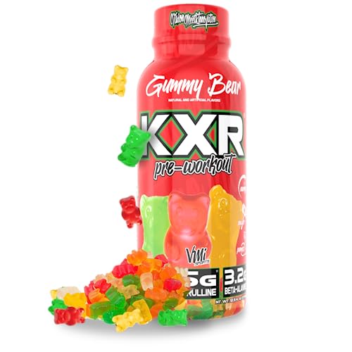 Image of VMI Sports KXR High Stimulant Pre-Workout Energy Ready to Drink 400mg Caffeine, 6g Citrulline, 3.2g Beta-Alanine | Delicious - Convenient - Powerful | 12.5 oz Bottles (Gummy Bear, 12 Bottles)