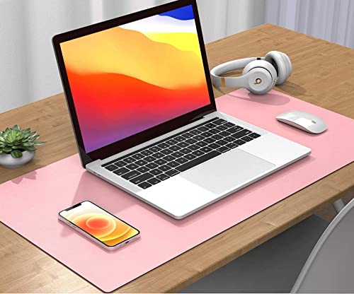 Image of Mouse Pad, Desk Mat, Large Leather Desk Pad, PU pad Waterproof Mouse Pad for Laptop, Office Table Protector Blotter Best Gifts (80 x 40 cm, Pink)