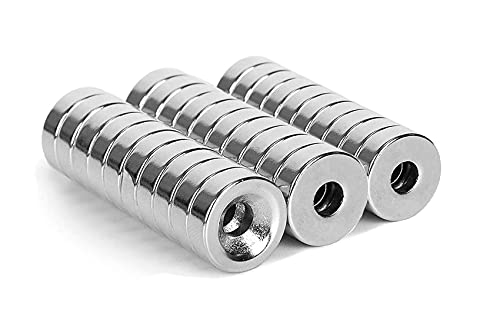 ZDYWY 30 Pieces 10 x 3mm with 3mm Countersunk Hole Permanent Disc Rare Earth Fastener Magnets Refrigerator Neodymium Magnets - 0.4 inch D x 0.12 inch H with 0.12 inch D Screw Hole
