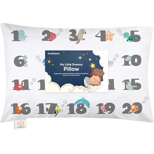 Image of Toddler Pillow with Pillowcase, 13x18 My Little Dreamy Pillow (Kea123) | Kids Travel Bed Pillow for Sleep, Organic Cotton Small Pillowcase, Soft, Breathable, Machine Washable, Toddlers 2-5 years old