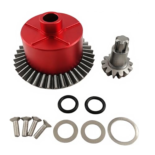 Steel Differential Gear Set, 37T Main Gear & 13T Input Gear for Arrma 1/10 Big Rock, Granite, Vorteks, Senton 3S BLX, Kraton/Outcast 4S BLX, 1/8 Typhon/Infraction 3S, Replaces AR310872 (Red)
