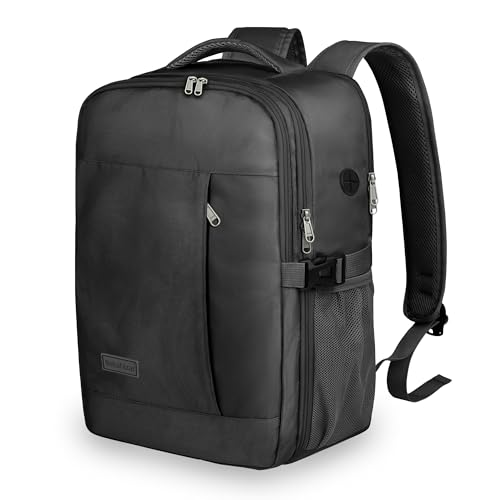 Bekahizar Mochila de viagem para mulheres e homens, aprovada por voos, mochila para laptop, adequada para bagagem de 15 polegadas, mochila casual, Preto, Medium, Casual
