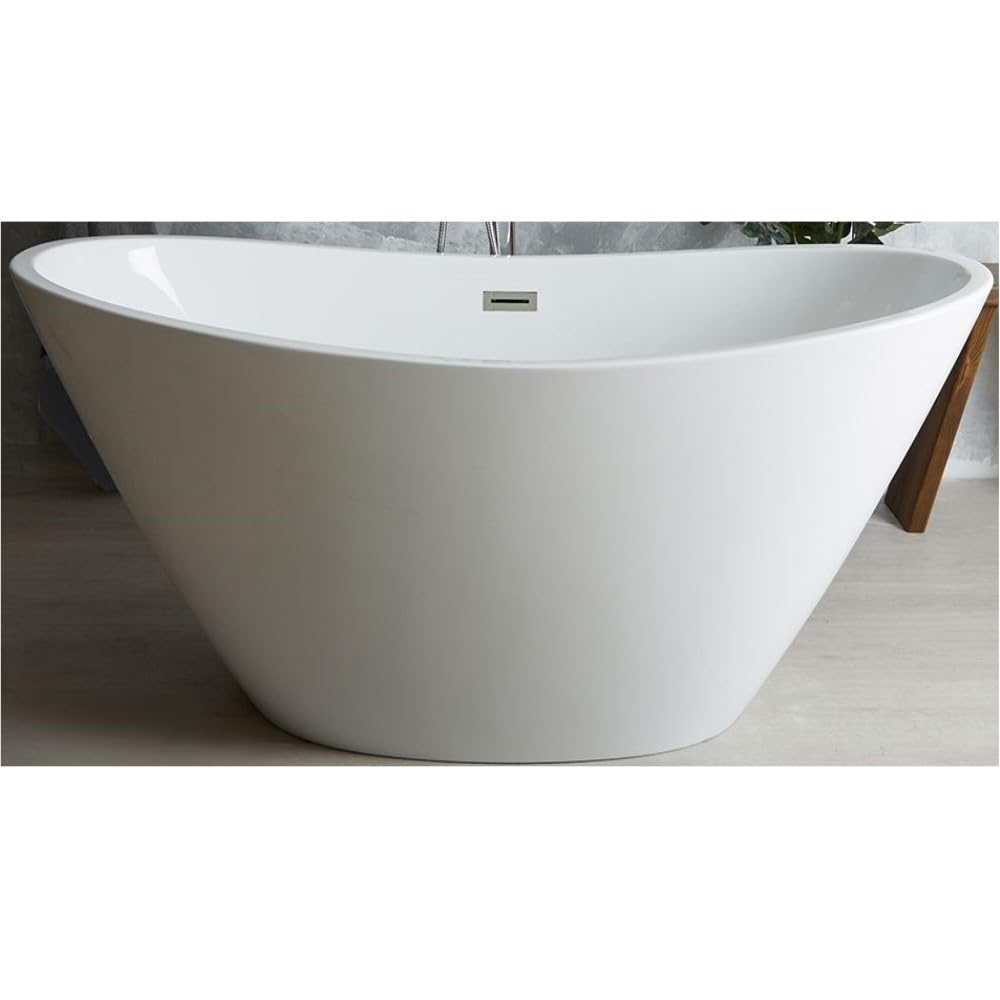 Milano White Irwell 1500Mm X 750Mm Double Ended Freestanding Slipper Bath Waste Chrome Overflow