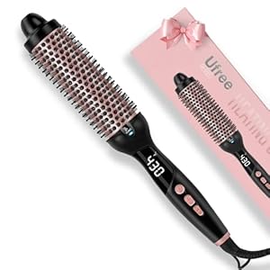 Ufree Ionic Thermal Brush, 1.5 Inch Heated Round Brush for Blowout, 30s Fast Heating Curling Brushes with 9 Temp Settings, Dual Voltage Travel Hair Styling Tool, Gifts for Women