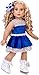 Ice Dancer - 3 Piece 18 inch Doll Ice Skating Outfit - Blue Leotard with Double Blue & Silver Ruffle Skirt, Decorative Head Flower and Ice Skates - Clothes Fits 18 inch Doll (Doll Not Included)