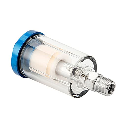 ANCLLO 2 Stück Air Compressor Water Oil Separator Filter,Spray Gun Painting Sprayer Oil Water Separator, 1/4 Inch NPT Inlet and Outlet - klares Inline-Werkzeug, Wasserabscheider, Farbzubehör, blau