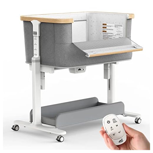 VaVaSoo Rocking Bassinet Electric Baby Bassinet Automatic 3 Rocking Motion Bassinet Bedside Sleeper for Newborn, 3 in 1 Auto Rolling Baby Cradle 5 Height Adjustable, Light Grey