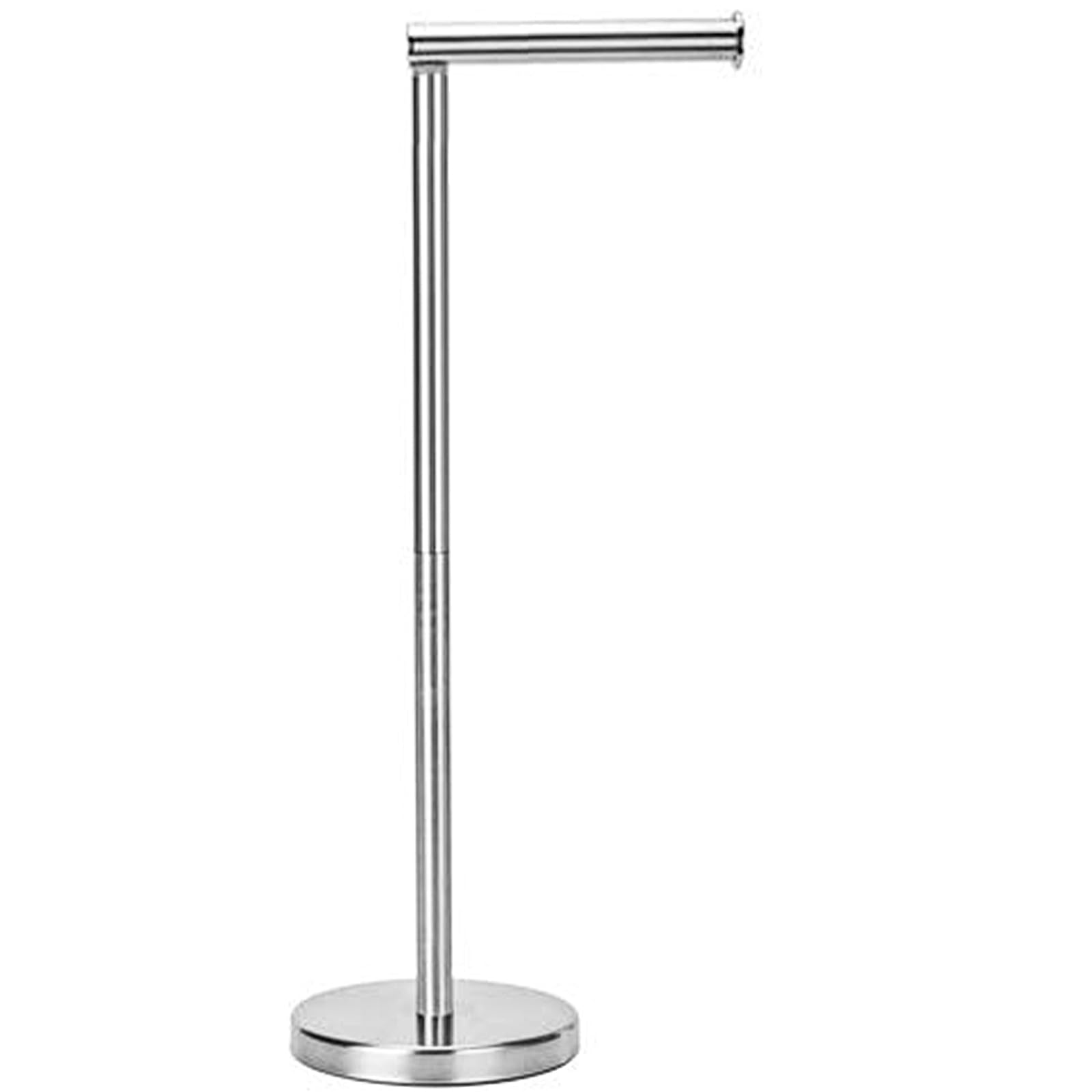 Toilet Paper Holder Roll Stand Tissue Roll Storage Holder Standing Toilet Tissue Paper Roll Storage Shelf for Bathroom (Silver)