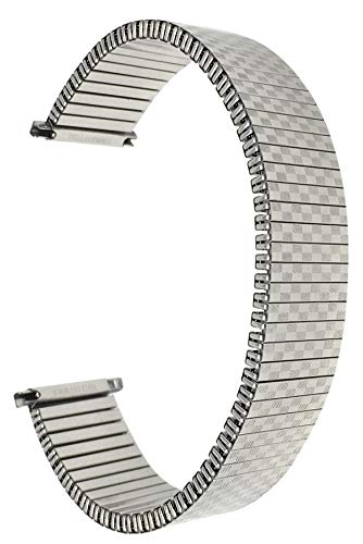 Bandini 13mm Silver Tone Stainless Steel Stretch Watch Strap for Women, Straight End, Metal Expansion Watch Band, No Buckle
