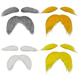 SAIIURV 4 Stück Schnurrbart Und Augenbrauen Set für Erwachsene Männer Frauen, Verkleidung Spiel Gefälschte Bärte Lustige Halloween Fake Bart Schnurrbart zum Ankleben für Weihnachten Party (Mehrfarbig)