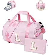 Vogewood Gift for Grandkids, Girls Travel Duffle Bag, Kids Initial Overnight Bags with Shoe Compa...