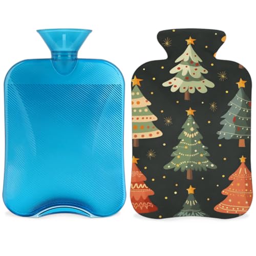 Hot Water Bottle with Soft Cover,2L Christmas Festivals Hot Water Bag for Hot and Cold Compress, Hand Feet Warmer, Magic Tree Rubber Hot or Cold Water Bottle Halloween Christmas Decorations