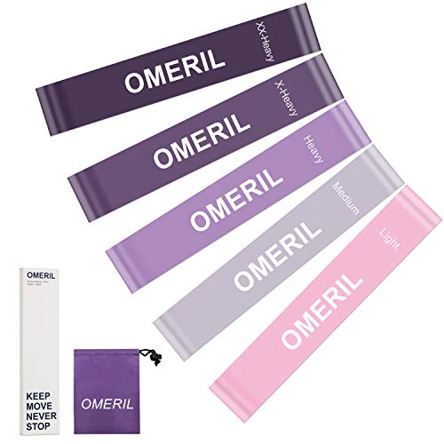 OMERIL Resistance Bands [Set of 5], Skin-Friendly Exercise Loop Bands with 5 Resistance