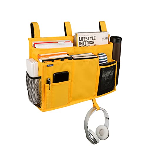 Image of Surblue Caddy Hanging Organizer Bedside Storage Bag for Bunk and Hospital Beds, Dorm Rooms Bed Rails(8 Pockets),Yellow