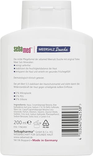 SEBAMED Meersalz Dusche 200 ml, Duschgel für Männer und Frauen, seifenfreie Reinigung für empfindliche und trockene Haut, ohne Mikroplastik – Bild 3