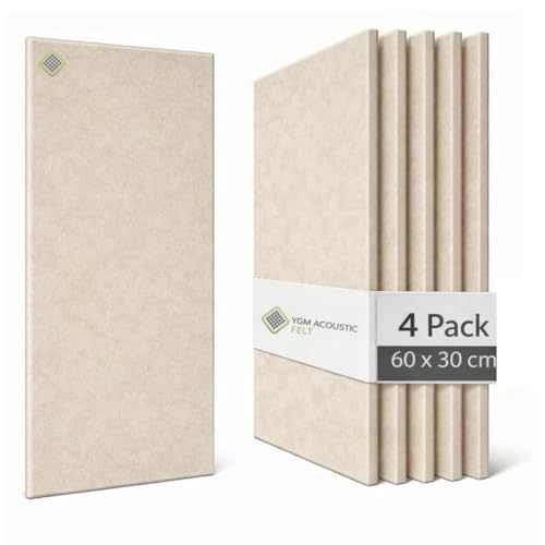 Image of YGM Acoustic Foams Luxury PET Felt Acoustic Self Adhesive Panels, 10 MM Thick, Sound Absorbing Panels for Wall | Room Noise Reducer & Sound Dampening (Beige, 1x2 Foot - 4 Panels)