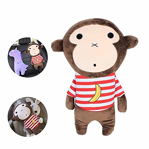 Finsink - Cojín para cinturón de seguridad para coche, ajustable, diseño de dibujos animados para niños, adultos (mono)