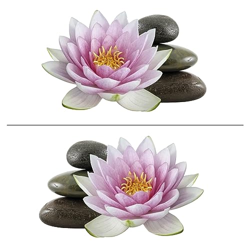 Sticker Autocollant Décoratif Kit x2 - Stickers Muraux Galets Lotus, Autocollants muraux, adhésif Zen - Stickers décoration - Décoration Murale Chambre Enfants Salon...