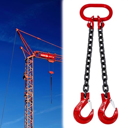 Dual Leg Lifting Chains Rigging for Lifting Hoist, Industrial Quality Lifting Sling Chain 3 6 Feet for Forklift Hoist Crane, Engine Lift Chain with Hooks(Load 2 Ton L 2 M (6.6 FT) 2 Hook)