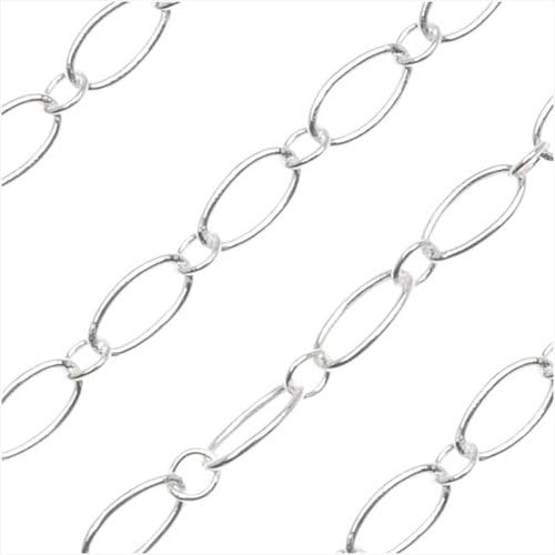 Beadaholique Sterling Silver Delicate Long & Short Chain, 5.2 & 2.8mm, Unfinished, by The Foot